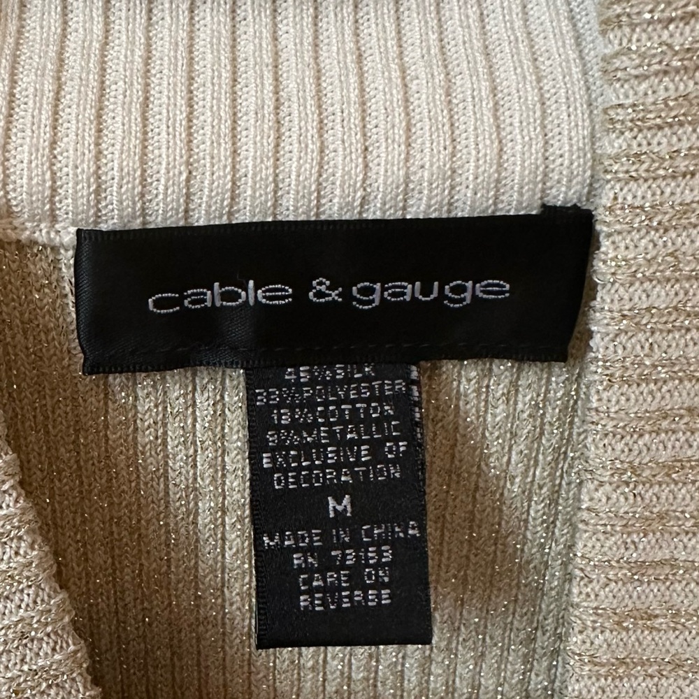 Cable & Gauge•embellished mock turtleneck sleeveless blouse•medium•silk blend - Picture 3 of 10